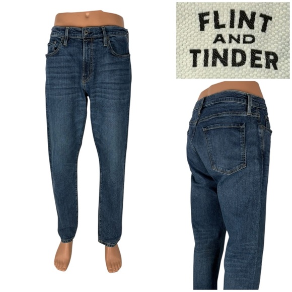 Flint and Tinder Mens 34 X 32 Denim Jeans Straight Stretch Huckberry Made In USA